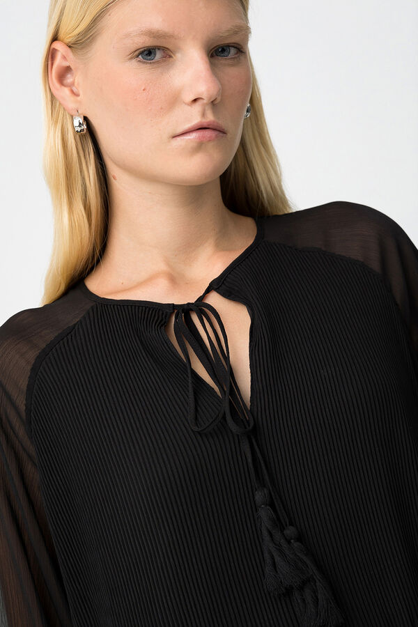 Tiffosi Pleated Dress with Drawstring Crna