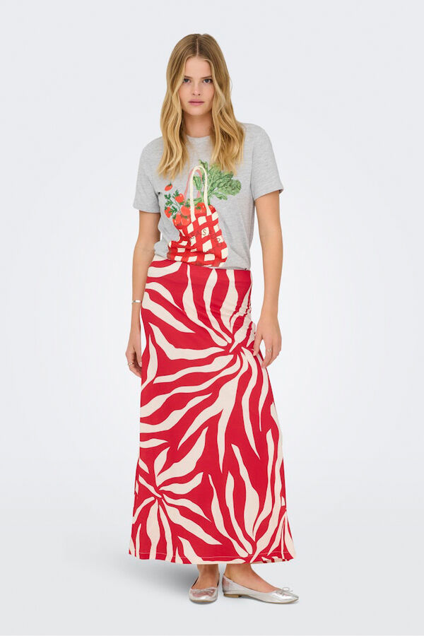 Only Floral print maxi skirt red