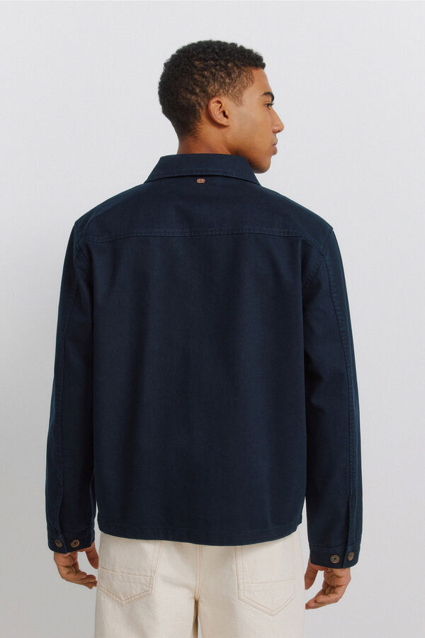 Springfield Cotton overshirt fit overshirt blue