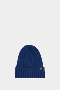 Springfield Essential ribbed beanie hat blue