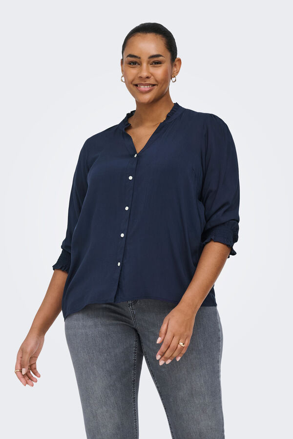 Only Carmakoma Elastic sleeve shirt plus size blue