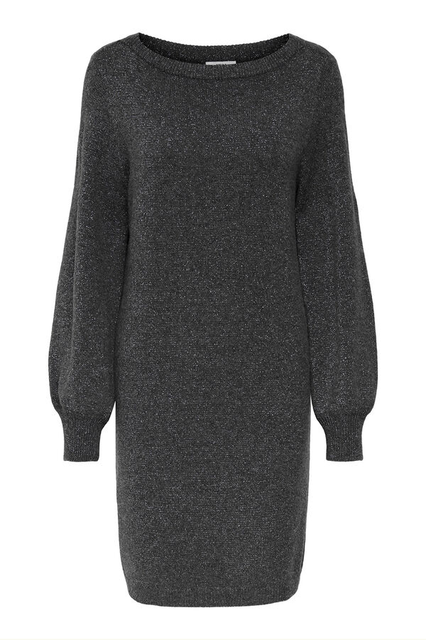 JDY Vestido corto punto lurex gris