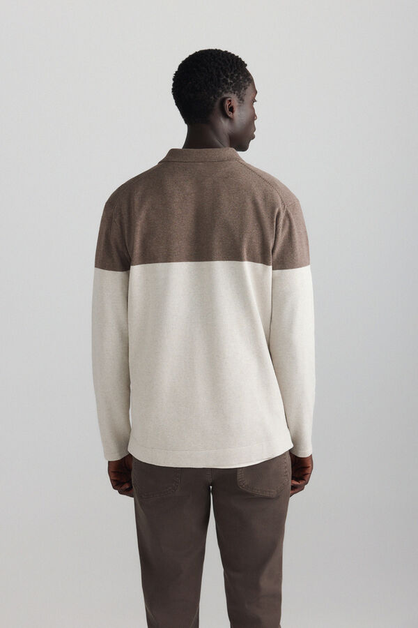 Springfield Colour block polo shirt nude