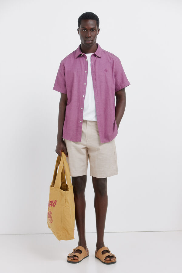 Springfield Two-tone structured short sleeve shirt red