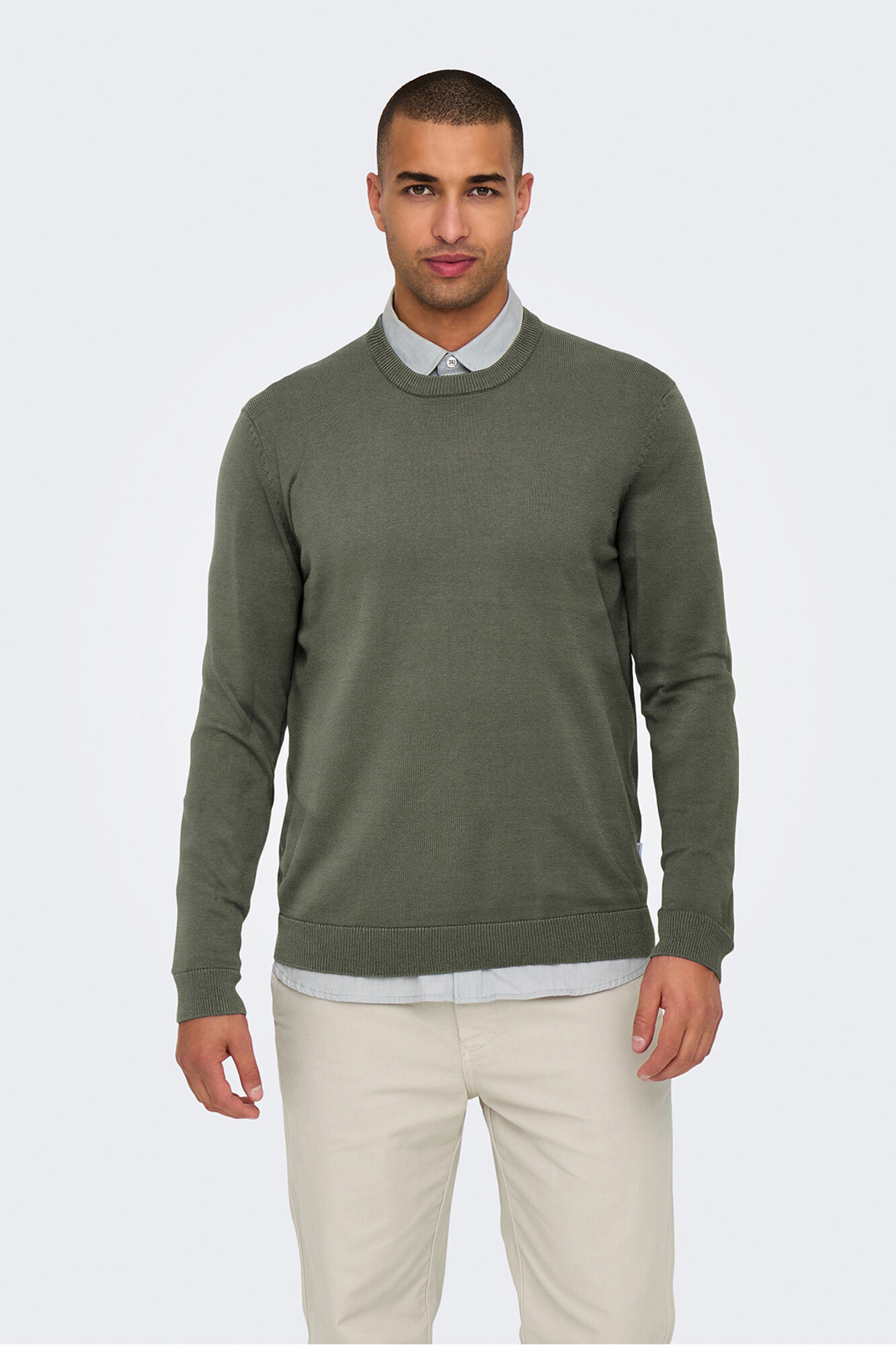 Only & Sons Su&eacute;ter liso de gola redonda