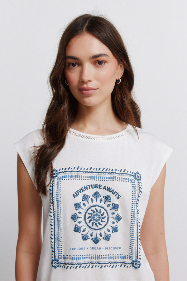 Springfield Polka-dot short sleeve T-shirt beige