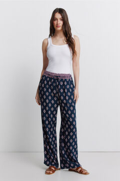 Springfield Pantal&oacute;n fluido estampado azul