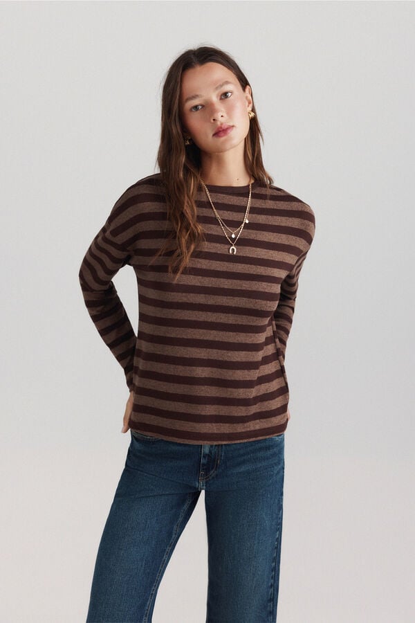 Springfield T-shirt manches longues &agrave; rayures nude