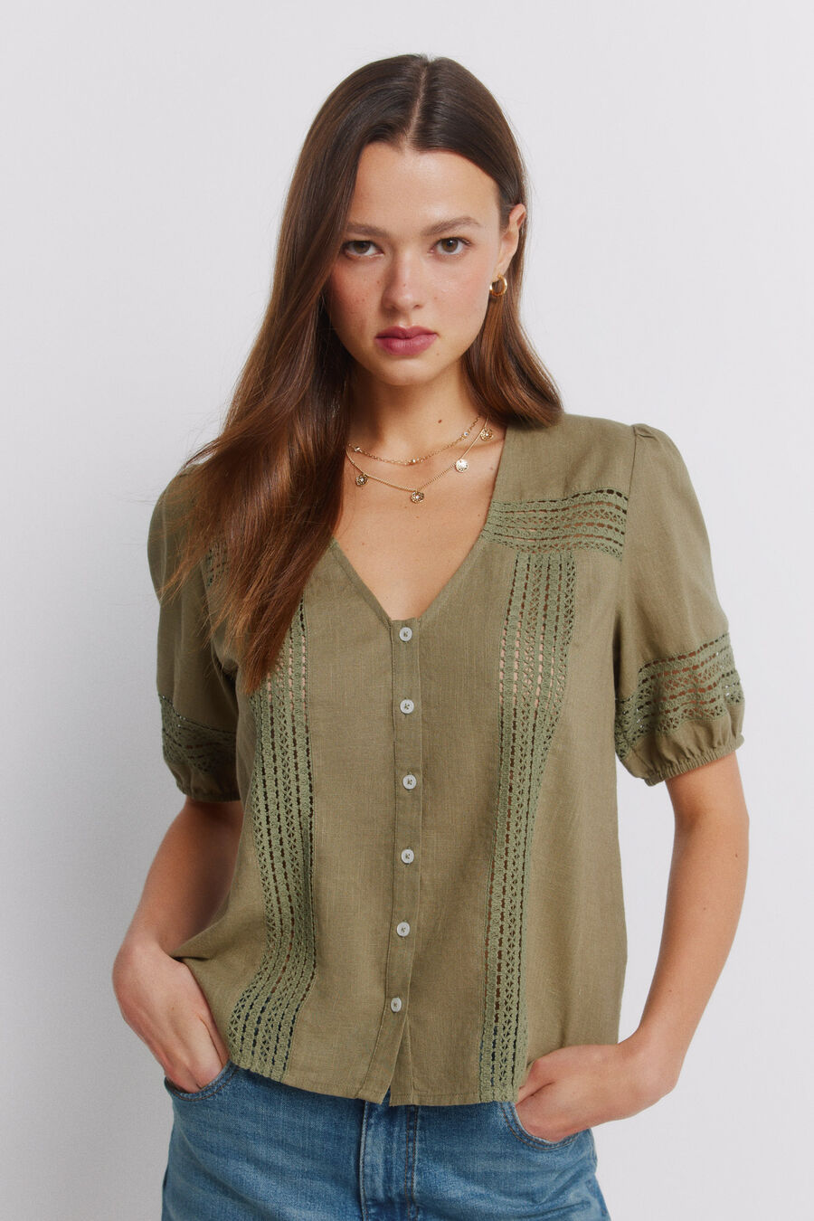 Camisa manga corta lace