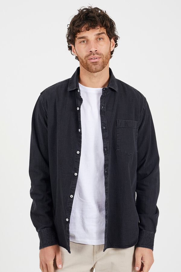 Brave Soul Denim pocket shirt noir