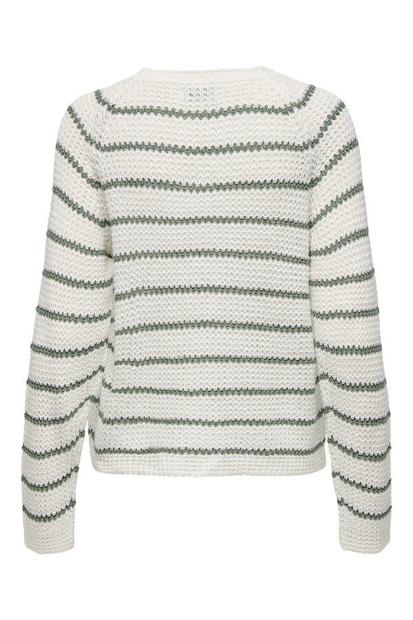 JDY Jersey de raglan de manga larga y cuello redondo blanco