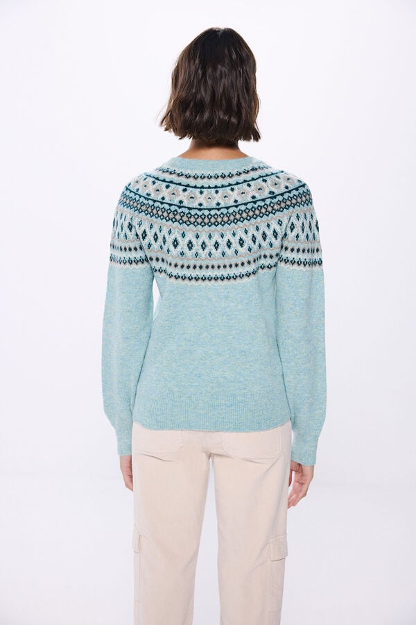 Springfield Lurex jacquard jumper green water