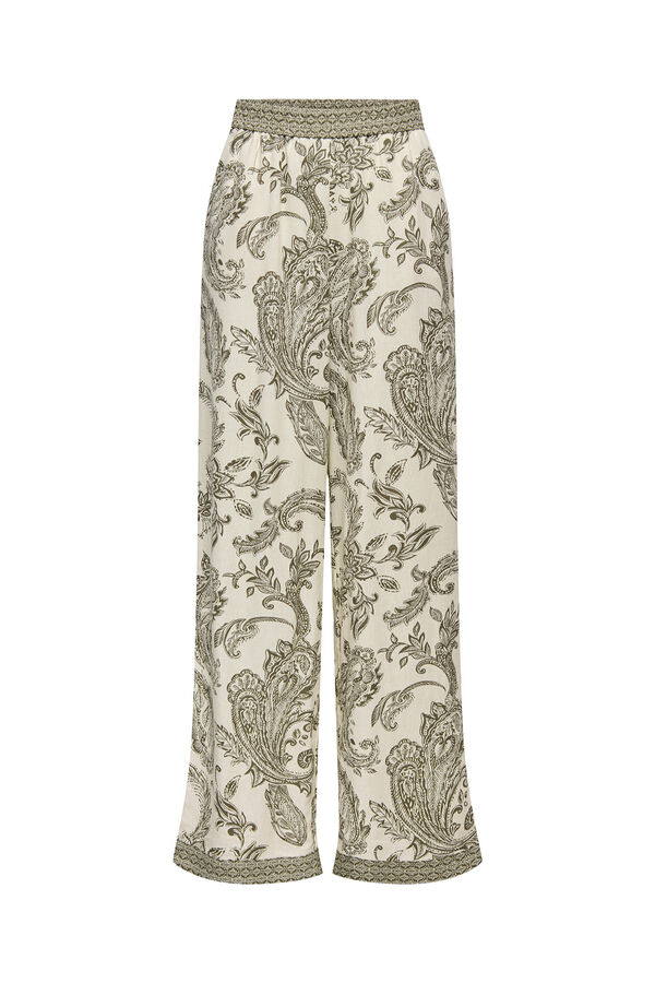 Only Pantal&oacute;n ancho de lino kaki