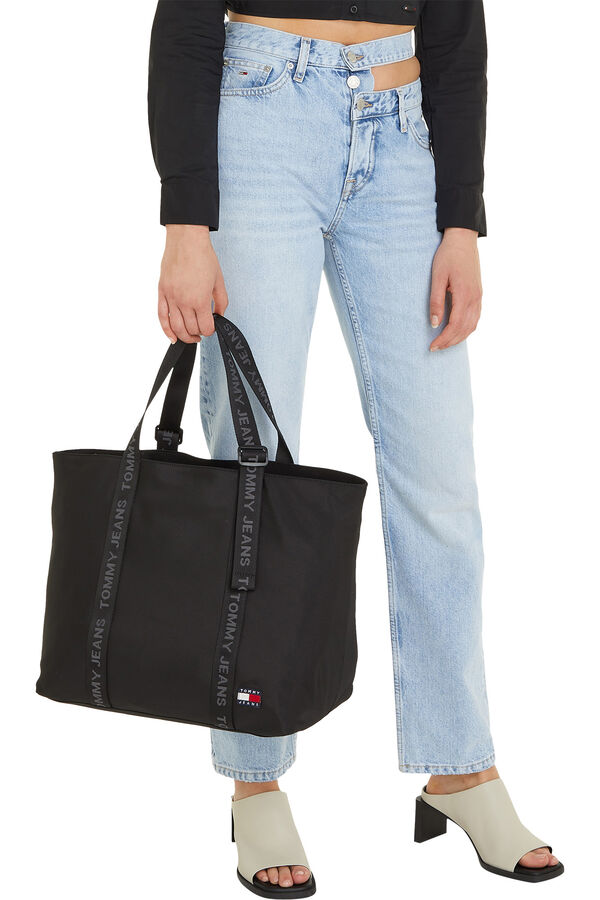 Springfield Bolsa feminina Tommy Jeans com fecho magnético preto