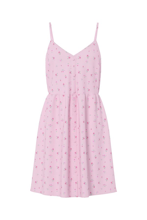 Pieces Printed mini strap dress pink