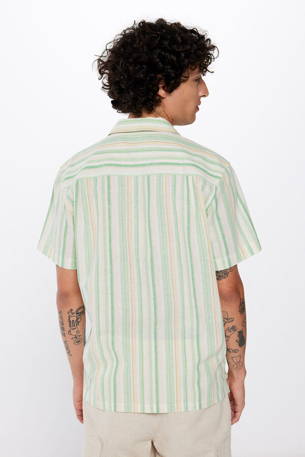 Springfield Camisa manga corta lino rayas verde