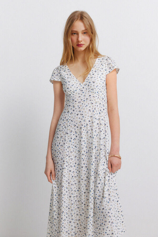 Springfield Lace print dress beige