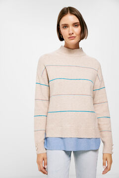 Springfield Two-material striped lurex jumper grey