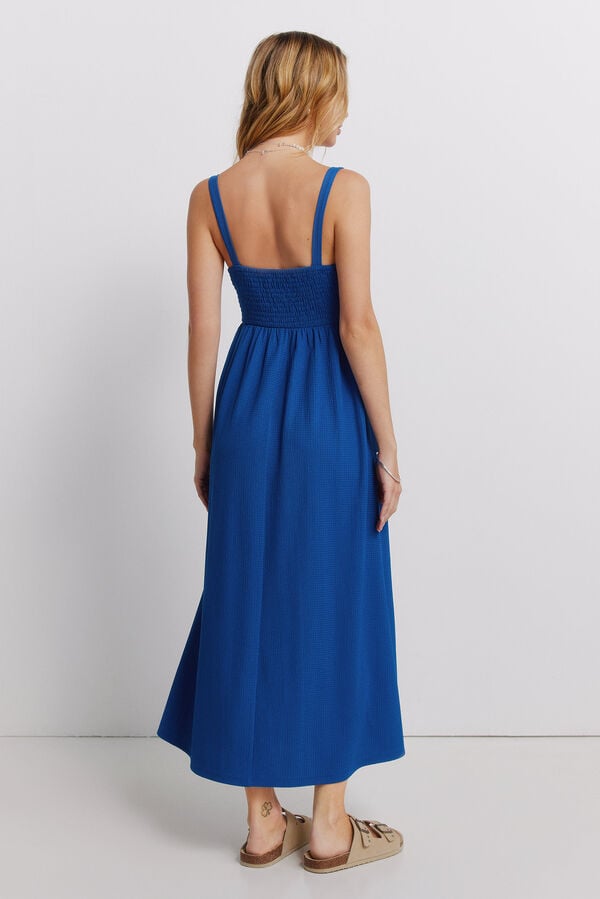 Springfield Crochet strap midi dress blue