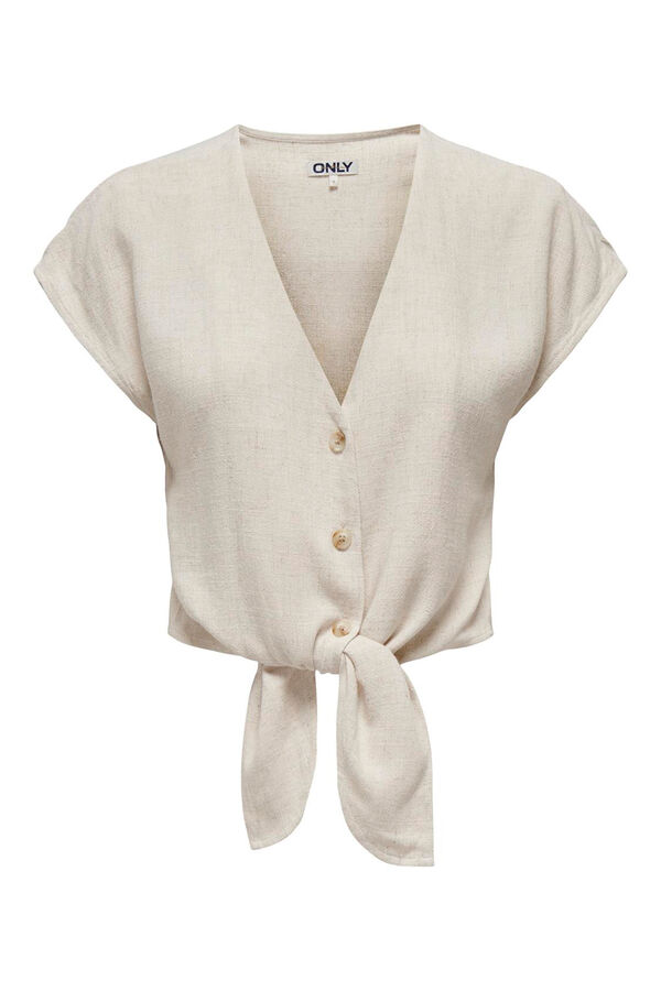 Only short sleeve linen shirt grey