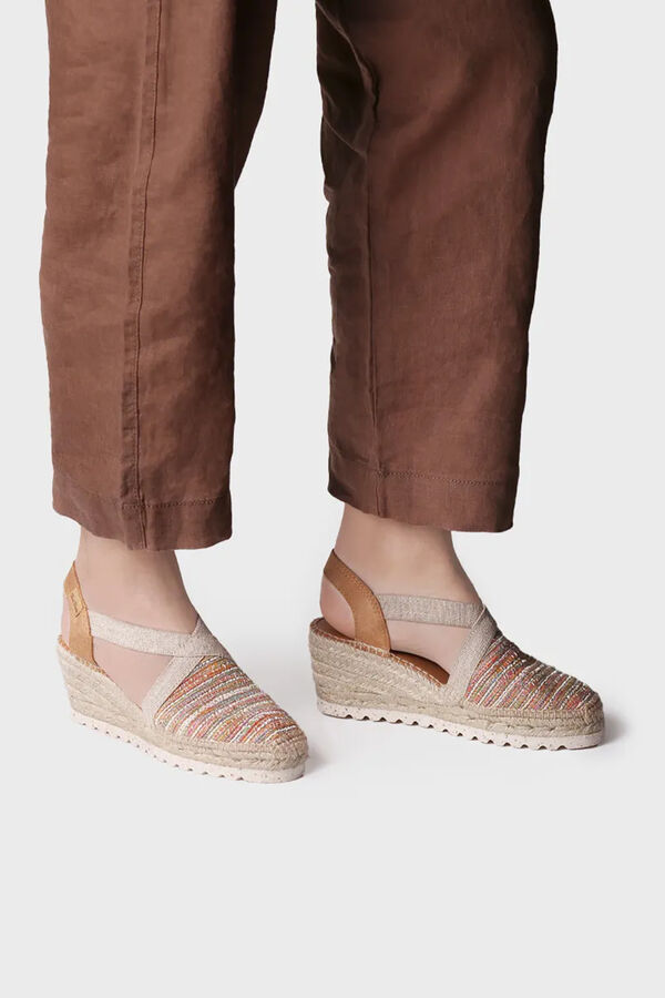 Toni Pons stockings wedge espadrille in multicoloured raffia printed