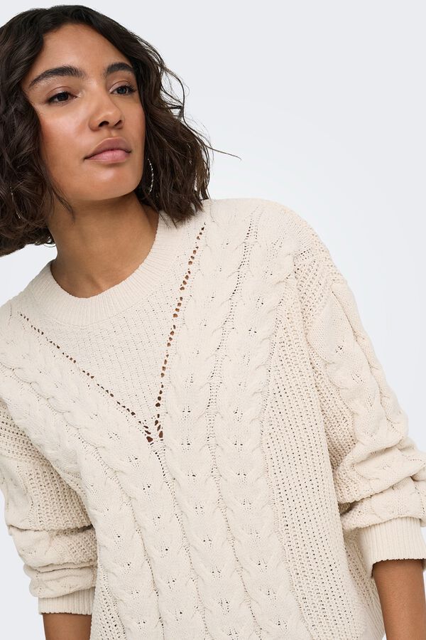 Only Jersey punto trenzado y calado gris