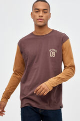 Springfield Camiseta Textura Color Block marrón oscuro