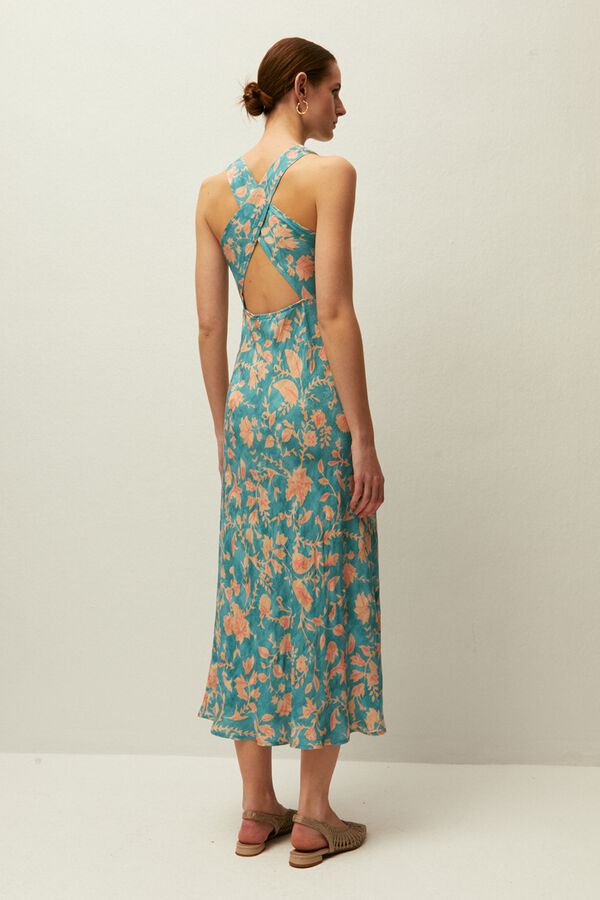 Systemaction Vestido largo de tirantes estampado