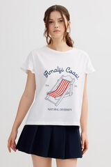 Inside Printed ruffle T-shirt white