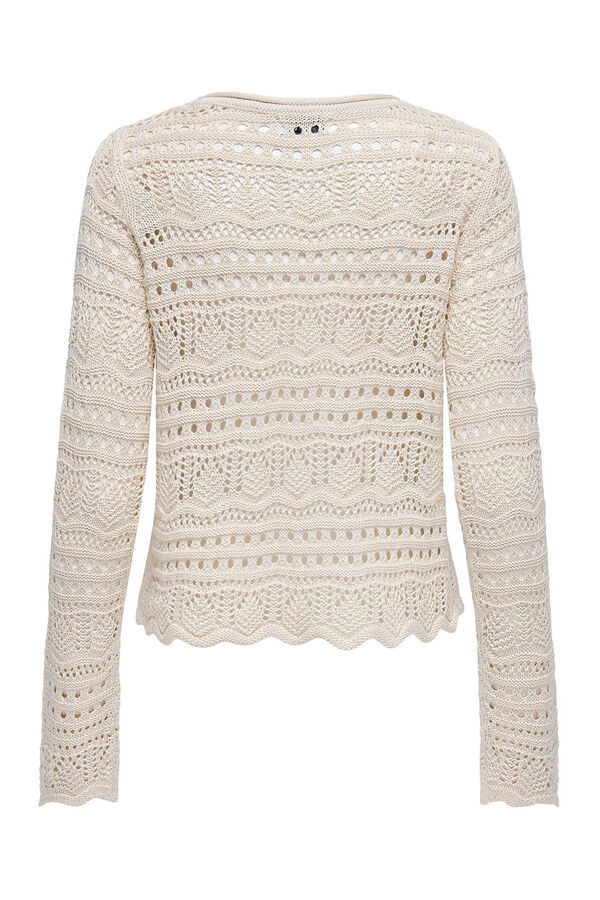 JDY Su&eacute;ter de gola gola redonda com detalhes vazados camel