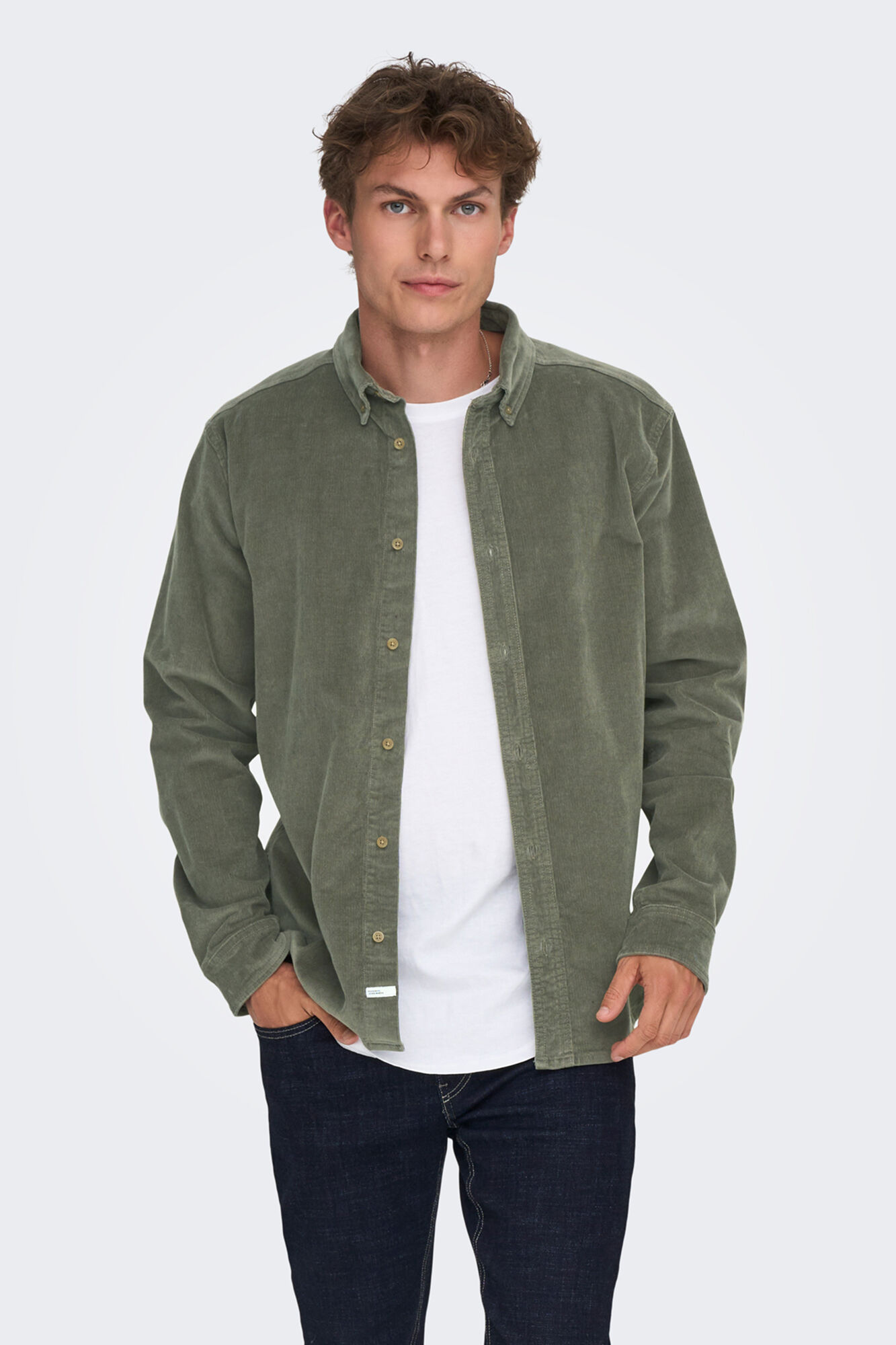 Only & Sons Camisa de veludo cotel&ecirc; de manga manga