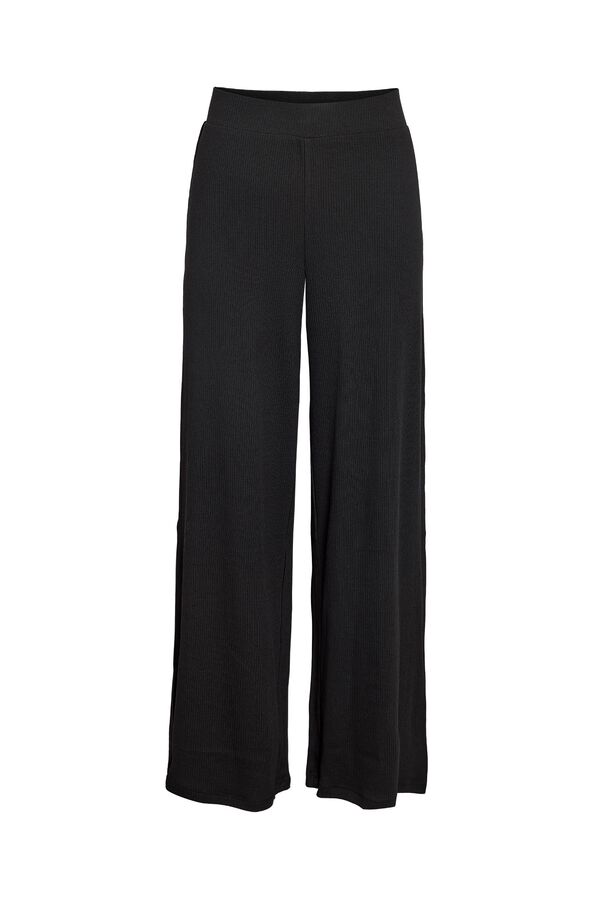 Noisy May Pantal&oacute;n wide leg de punto canal&eacute; negro