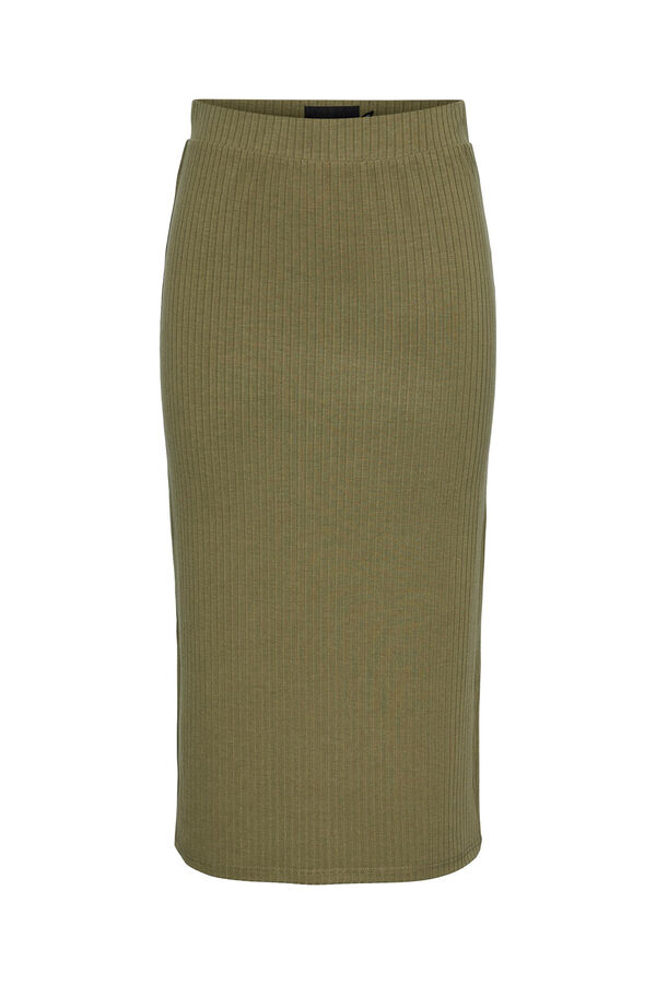 Springfield Falda midi de punto con cintura elástica y apertura en el lateral. verde