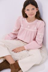 Springfield Blusa bordada para menina rosa