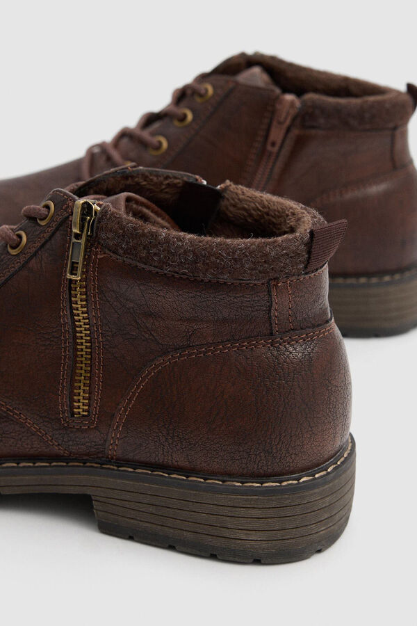 Inside Botas Combinada com Gola de Fecho-&Eacute;clair castanho