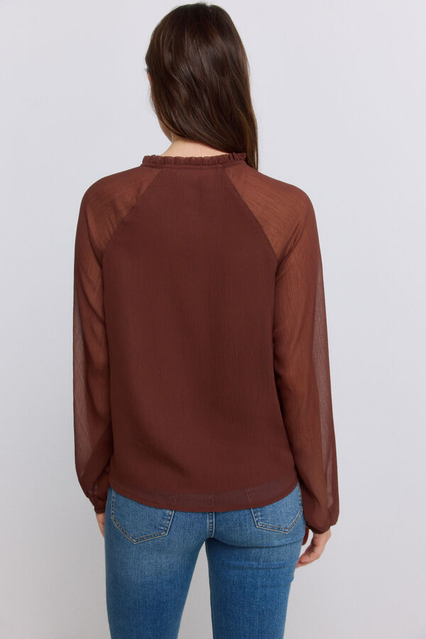 Springfield Chiffon tie-neck blouse brown