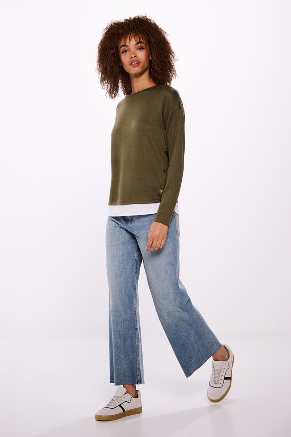 Springfield Kombinirana majica s gumbi sa strane Kaki