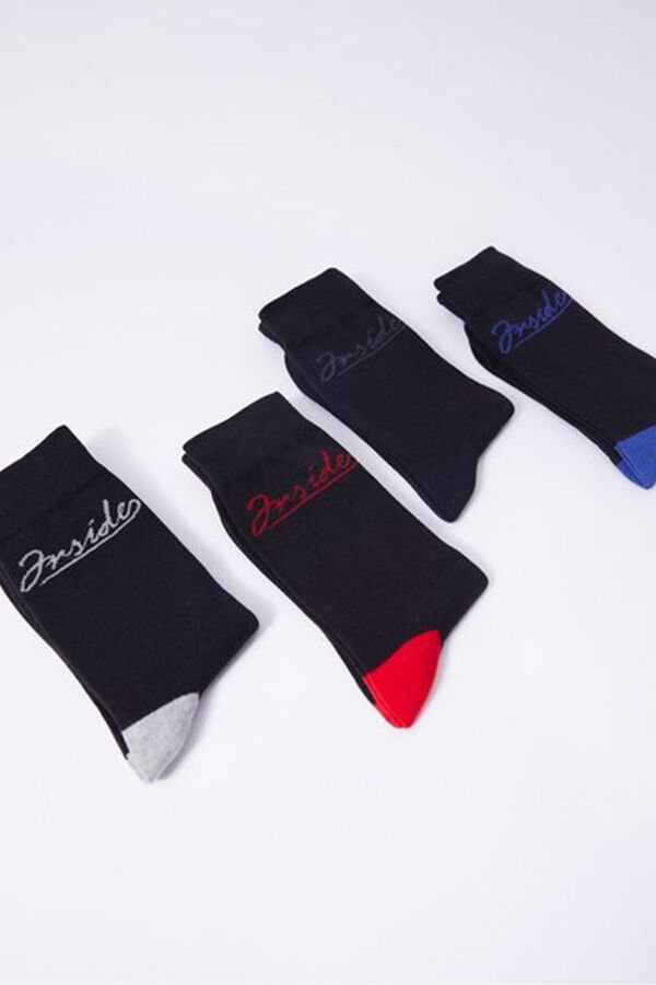 Inside Pacote de meia pretas b&aacute;sicas x4 estampado