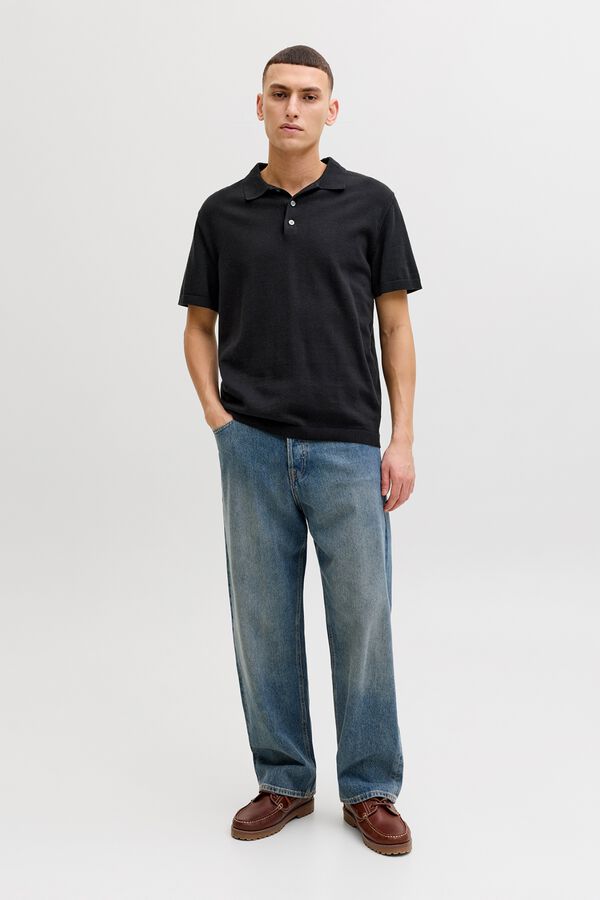 Jack & Jones Cotton regular fit jersey polo shirt black