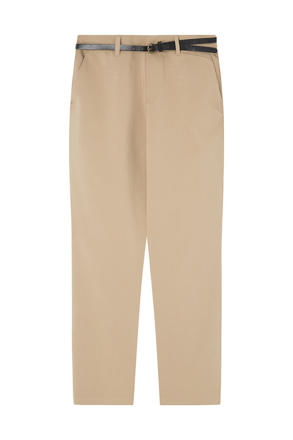 Springfield Pantalon chincheux ceinture beige moyen