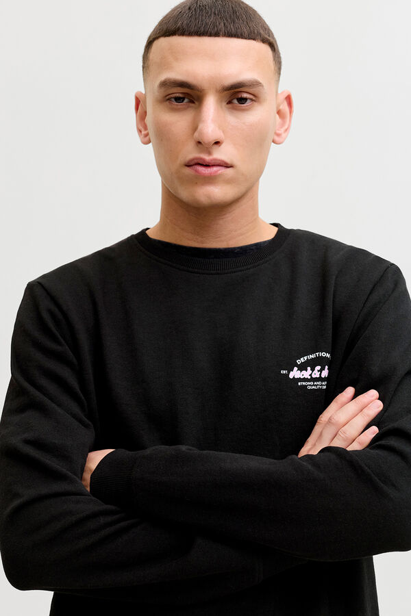 Jack & Jones Sweatshirt b&aacute;sica logo preto
