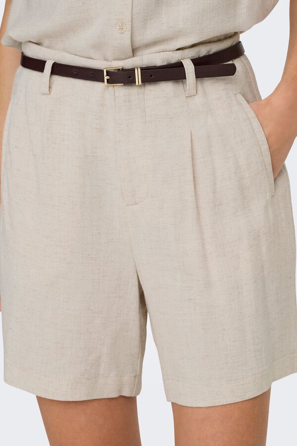 Only Bermuda de lino beige