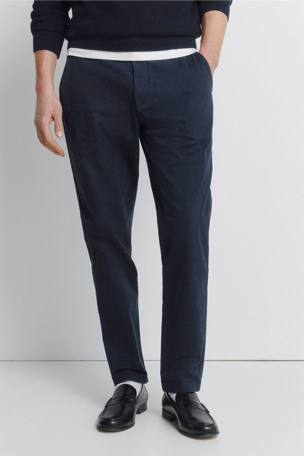 Springfield Slim fit comfort structured trouser blue