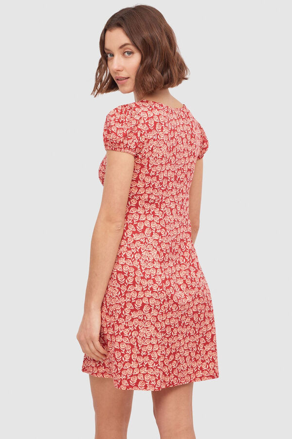 Springfield Printed short-sleeved mini dress royal red