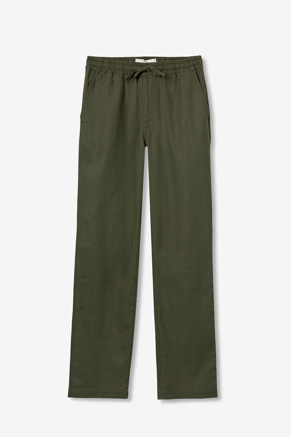 Tiffosi Pantal&oacute;n efecto lino relaxed kaki