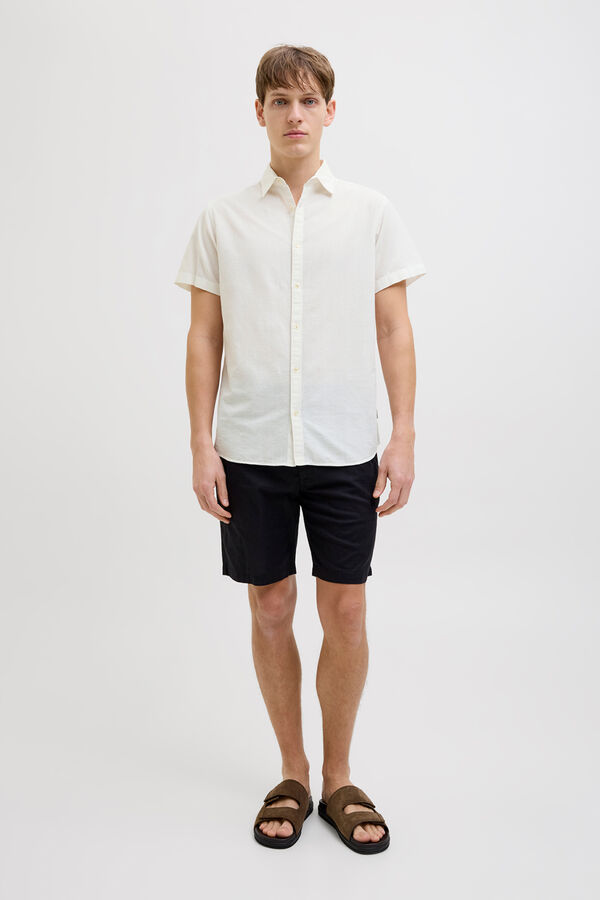 JJ REBEL Linen comfort fit shirt white