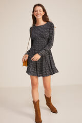 Springfield Short dress with ruched sleeves navy