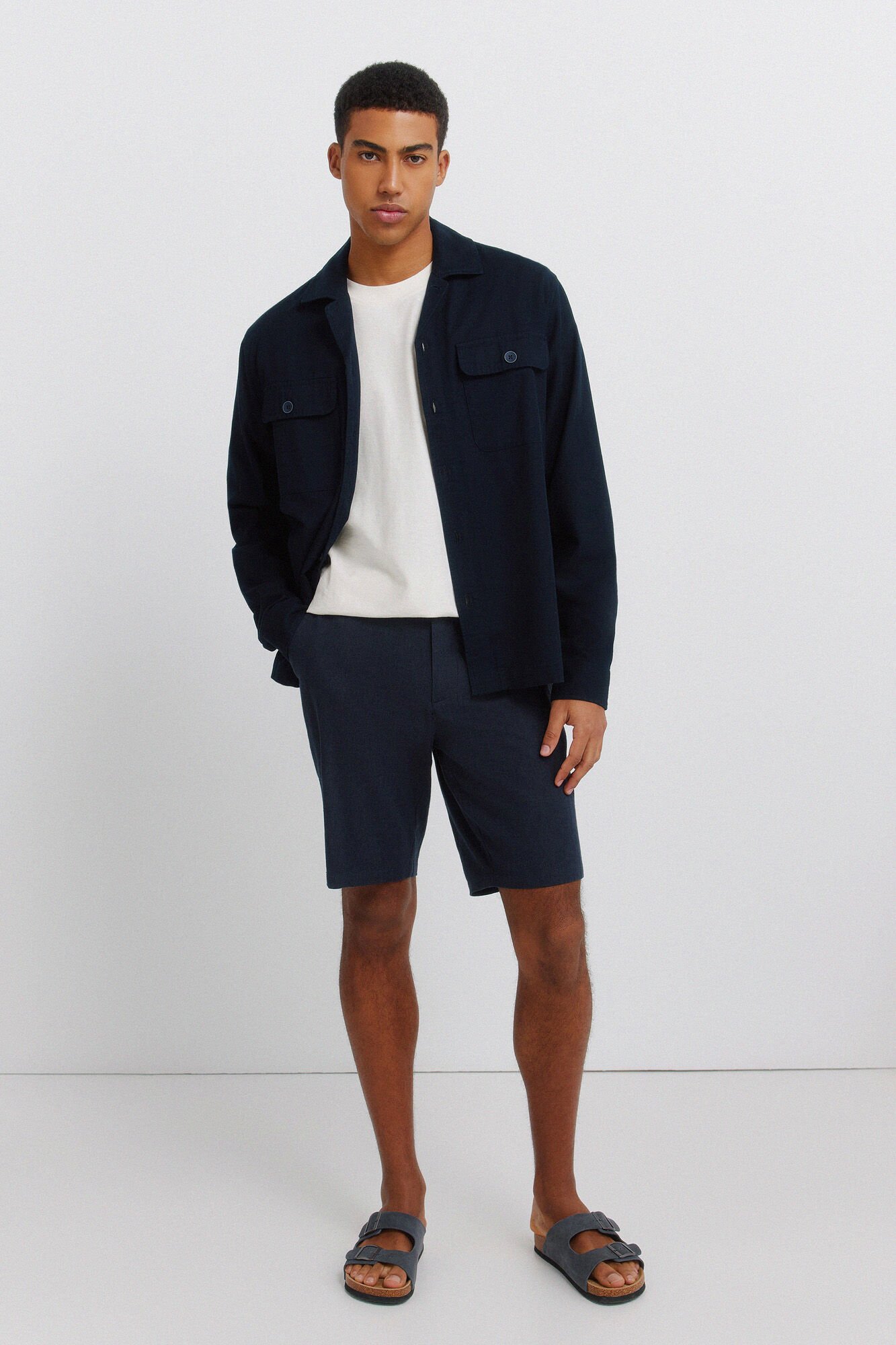 Springfield Dobby linen comfort fit Bermuda shorts