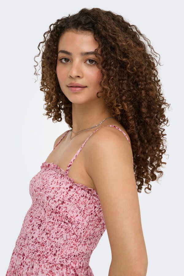 Only Vestido corto con escote cuadrado rosa