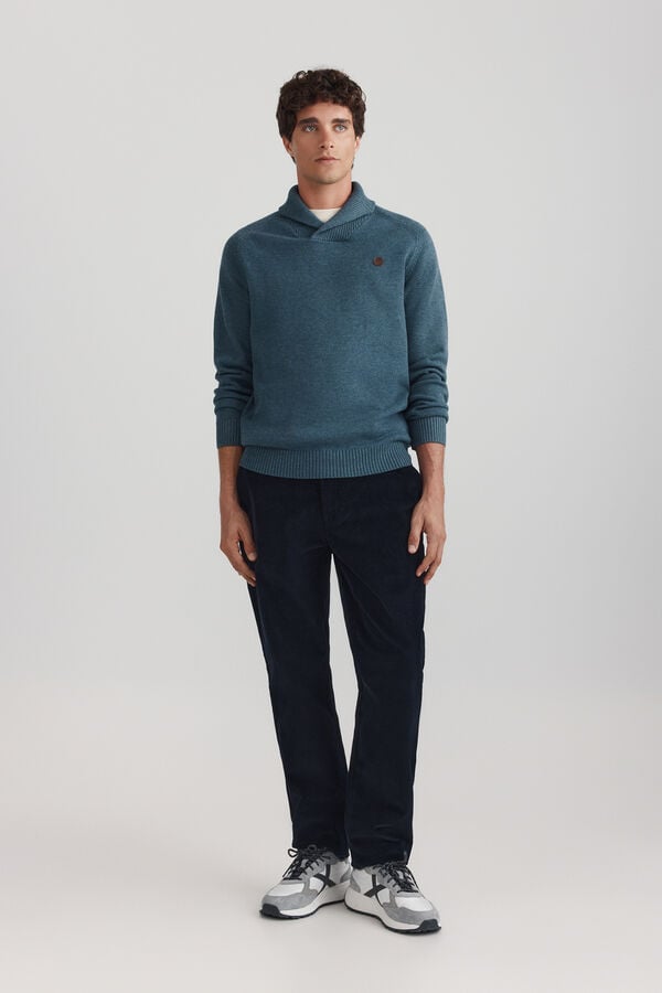 Springfield Pantalon chino en micropolaire slim fit bleu